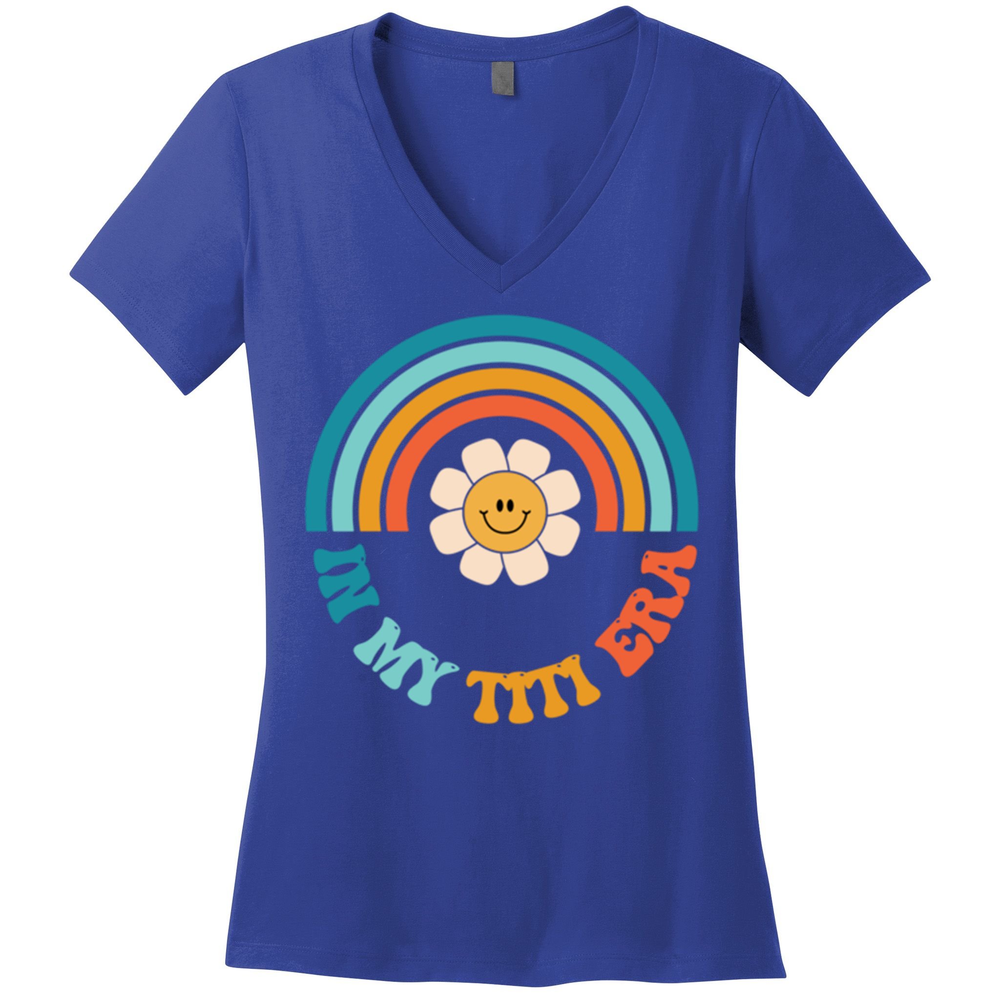 Groovy In My Titi Era Best Aunt Ever Auntie Funny Gift Women's V-Neck T-Shirt