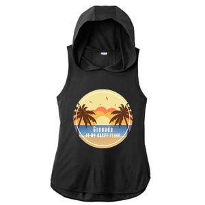 Grenada Is My Happy Place Fun Beach Vacation Palm Trees Sun Meaningful Gift Ladies PosiCharge Tri-Blend Wicking Draft Hoodie Tank