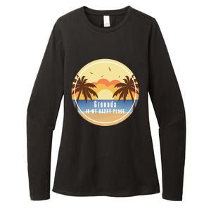 Grenada Is My Happy Place Fun Beach Vacation Palm Trees Sun Meaningful Gift Womens CVC Long Sleeve Shirt