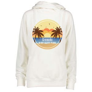 Grenada Is My Happy Place Fun Beach Vacation Palm Trees Sun Meaningful Gift Womens Funnel Neck Pullover Hood