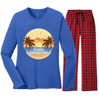 Grenada Is My Happy Place Fun Beach Vacation Palm Trees Sun Meaningful Gift Women's Long Sleeve Flannel Pajama Set 