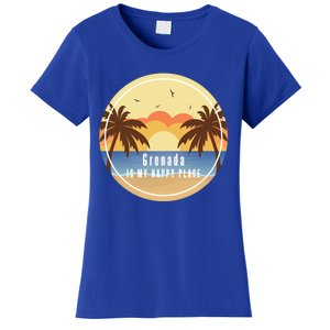 Grenada Is My Happy Place Fun Beach Vacation Palm Trees Sun Meaningful Gift Women's T-Shirt