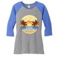 Grenada Is My Happy Place Fun Beach Vacation Palm Trees Sun Meaningful Gift Women's Tri-Blend 3/4-Sleeve Raglan Shirt