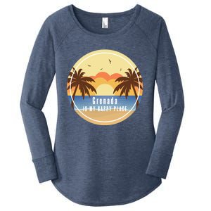 Grenada Is My Happy Place Fun Beach Vacation Palm Trees Sun Meaningful Gift Women's Perfect Tri Tunic Long Sleeve Shirt