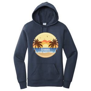 Grenada Is My Happy Place Fun Beach Vacation Palm Trees Sun Meaningful Gift Women's Pullover Hoodie