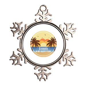 Grenada Is My Happy Place Fun Beach Vacation Palm Trees Sun Meaningful Gift Metallic Star Ornament