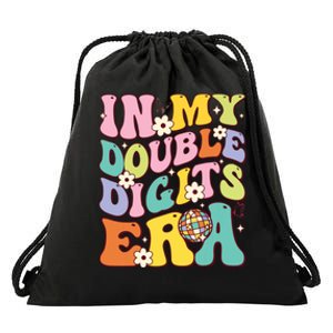 Girl In My Double Digits Era Retro 10 Year Old 10th Birthday Drawstring Bag