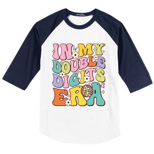 Girl In My Double Digits Era Retro 10 Year Old 10th Birthday Baseball Sleeve Shirt