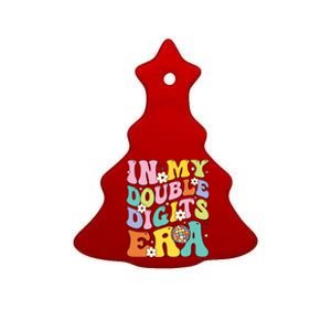 Girl In My Double Digits Era Retro 10 Year Old 10th Birthday Ceramic Tree Ornament