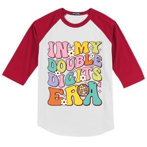 Girl In My Double Digits Era Retro 10 Year Old 10th Birthday Kids Colorblock Raglan Jersey