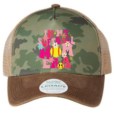 Groovy In My Softball Mom Era Life Game Day Vibes Mama Pink Legacy Tie Dye Trucker Hat