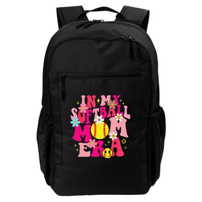 Groovy In My Softball Mom Era Life Game Day Vibes Mama Pink Backpack