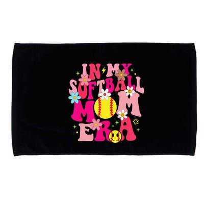 Groovy In My Softball Mom Era Life Game Day Vibes Mama Pink Microfiber Hand Towel