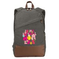 Groovy In My Softball Mom Era Life Game Day Vibes Mama Pink Cotton Canvas Backpack
