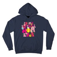 Groovy In My Softball Mom Era Life Game Day Vibes Mama Pink Hoodie