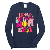 Groovy In My Softball Mom Era Life Game Day Vibes Mama Pink Long Sleeve Shirt