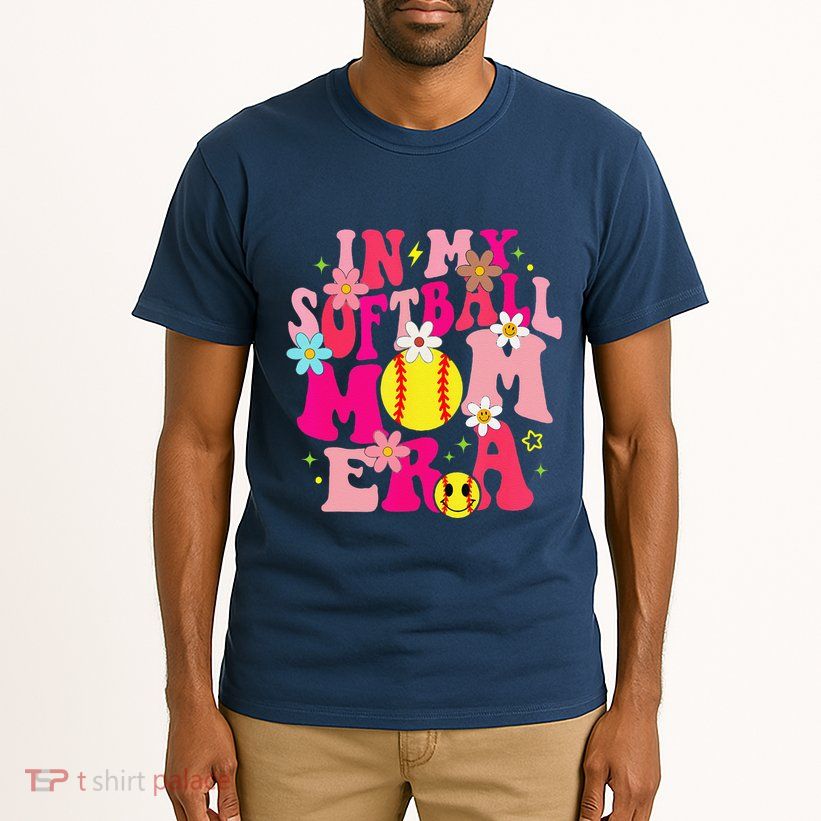 Groovy In My Softball Mom Era Life Game Day Vibes Mama Pink Tall T-Shirt