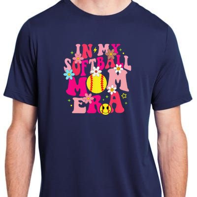 Groovy In My Softball Mom Era Life Game Day Vibes Mama Pink Adult ChromaSoft Performance T-Shirt