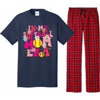 Groovy In My Softball Mom Era Life Game Day Vibes Mama Pink Pajama Set