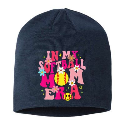 Groovy In My Softball Mom Era Life Game Day Vibes Mama Pink Sustainable Beanie