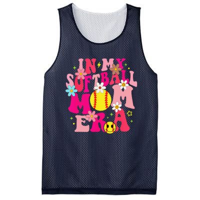 Groovy In My Softball Mom Era Life Game Day Vibes Mama Pink Mesh Reversible Basketball Jersey Tank