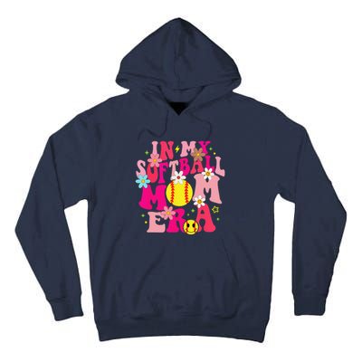 Groovy In My Softball Mom Era Life Game Day Vibes Mama Pink Tall Hoodie