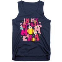 Groovy In My Softball Mom Era Life Game Day Vibes Mama Pink Tank Top