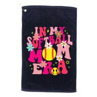Groovy In My Softball Mom Era Life Game Day Vibes Mama Pink Golf Towel