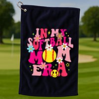 Groovy In My Softball Mom Era Life Game Day Vibes Mama Pink Golf Towel