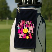 Groovy In My Softball Mom Era Life Game Day Vibes Mama Pink Golf Towel