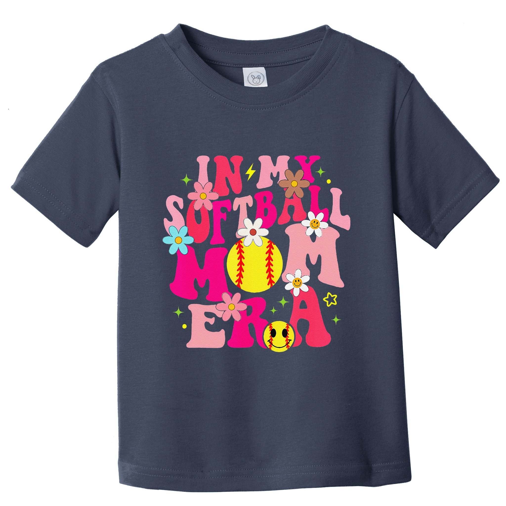 Groovy In My Softball Mom Era Life Game Day Vibes Mama Pink Toddler T-Shirt