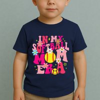 Groovy In My Softball Mom Era Life Game Day Vibes Mama Pink Toddler T-Shirt