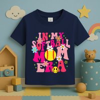 Groovy In My Softball Mom Era Life Game Day Vibes Mama Pink Toddler T-Shirt