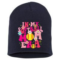 Groovy In My Softball Mom Era Life Game Day Vibes Mama Pink Short Acrylic Beanie
