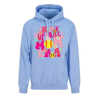 Groovy In My Softball Mom Era Life Game Day Vibes Mama Pink Unisex Surf Hoodie