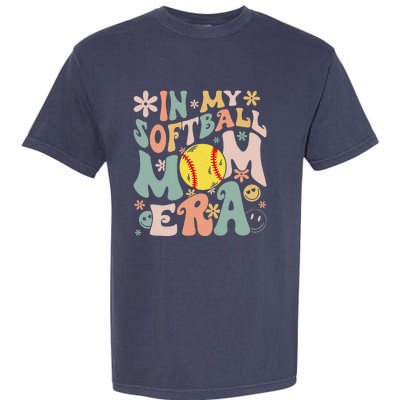 Groovy In My Softball Mom Era Mom Life Game Day Vibes Mama Garment-Dyed Heavyweight T-Shirt