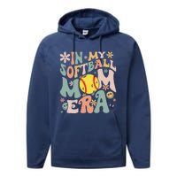 Groovy In My Softball Mom Era Mom Life Game Day Vibes Mama Performance Fleece Hoodie