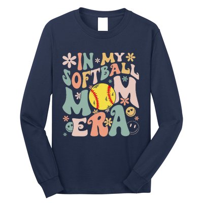 Groovy In My Softball Mom Era Mom Life Game Day Vibes Mama Long Sleeve Shirt