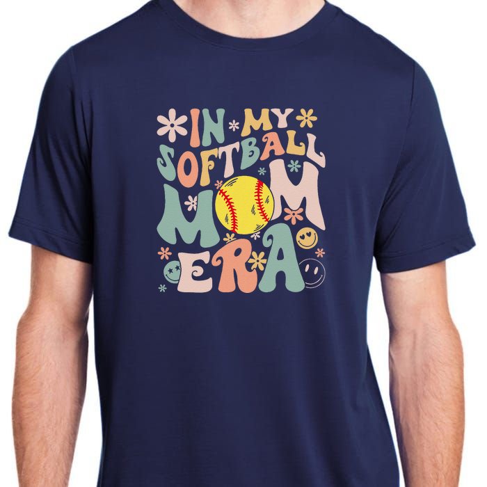 Groovy In My Softball Mom Era Mom Life Game Day Vibes Mama Adult ChromaSoft Performance T-Shirt