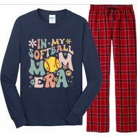 Groovy In My Softball Mom Era Mom Life Game Day Vibes Mama Long Sleeve Pajama Set