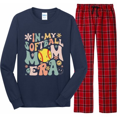 Groovy In My Softball Mom Era Mom Life Game Day Vibes Mama Long Sleeve Pajama Set