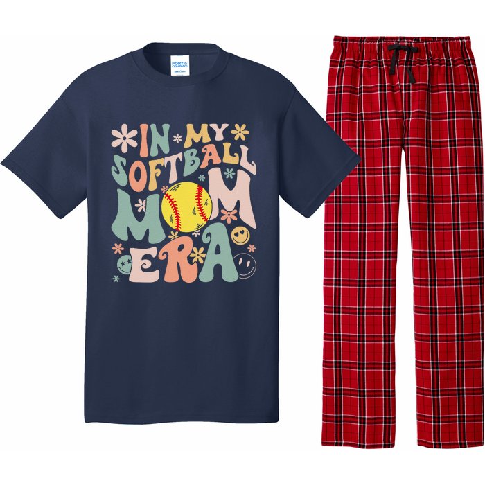 Groovy In My Softball Mom Era Mom Life Game Day Vibes Mama Pajama Set