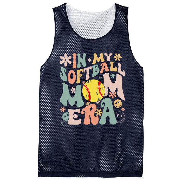 Groovy In My Softball Mom Era Mom Life Game Day Vibes Mama Mesh Reversible Basketball Jersey Tank