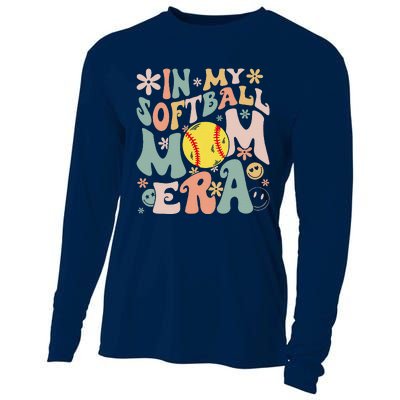 Groovy In My Softball Mom Era Mom Life Game Day Vibes Mama Cooling Performance Long Sleeve Crew