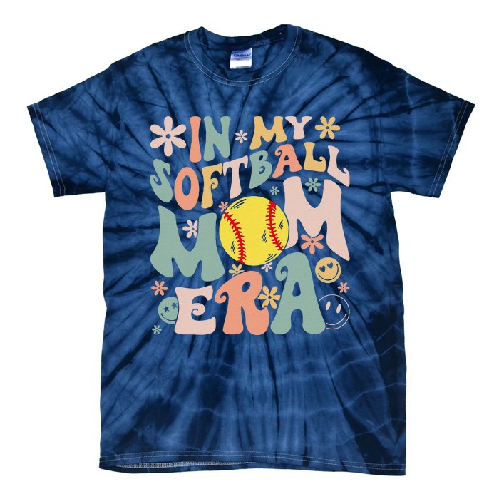 Groovy In My Softball Mom Era Mom Life Game Day Vibes Mama Tie-Dye T-Shirt