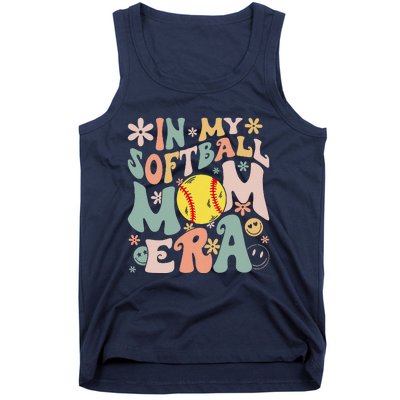 Groovy In My Softball Mom Era Mom Life Game Day Vibes Mama Tank Top