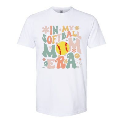 Groovy In My Softball Mom Era Mom Life Game Day Vibes Mama Softstyle® CVC T-Shirt