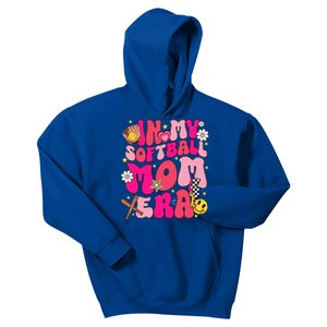 Groovy In My Softball Mom Era Mom Life Game Day Vibes Cute Gift Kids Hoodie