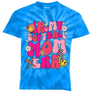 Groovy In My Softball Mom Era Mom Life Game Day Vibes Cute Gift Kids Tie-Dye T-Shirt