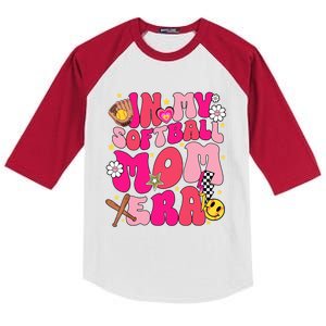 Groovy In My Softball Mom Era Mom Life Game Day Vibes Cute Gift Kids Colorblock Raglan Jersey